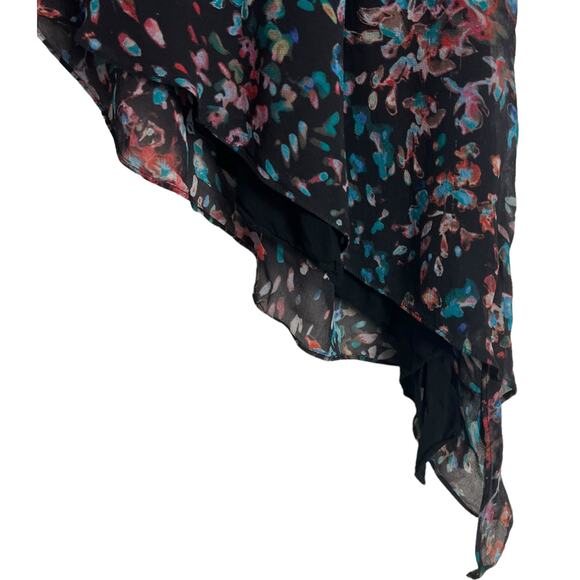 IRO Blink Black Petal Print Asymmetric Chiffon Skirt Size 6 - Picture 9 of 16